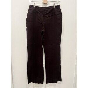 Worthington Linen Burgundy Pants Trousers Sz 8 Wide Leg Office Work Career prepp
